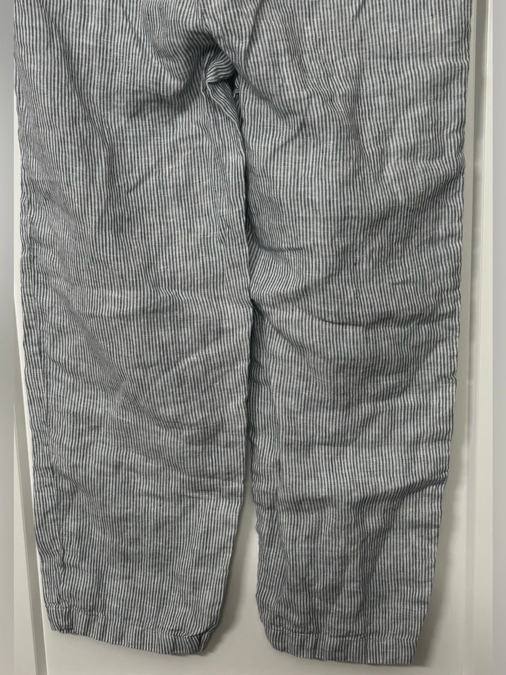 Quince 100% European Linen Pants Blue Pinstripe Small Vacation Resort Casual